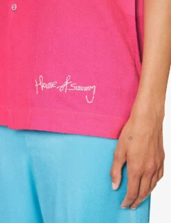 The Rose Tint Shirt Graphic-print Regular-fit Cotton And Linen-blend Shirt -Reis Clothing Shop R04161068 AZALEA ALT05