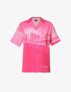 The Rose Tint Shirt Graphic-print Regular-fit Cotton And Linen-blend Shirt