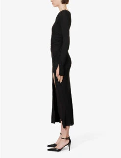 BEC + BRIDGE Monette Fitted Asymmetric-hem Crepe Midi Dress -Reis Clothing Shop R04161132 BLACK ALT02