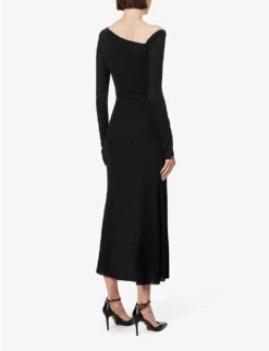 BEC + BRIDGE Monette Fitted Asymmetric-hem Crepe Midi Dress -Reis Clothing Shop R04161132 BLACK ALT03