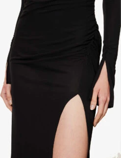 BEC + BRIDGE Monette Fitted Asymmetric-hem Crepe Midi Dress -Reis Clothing Shop R04161132 BLACK ALT04