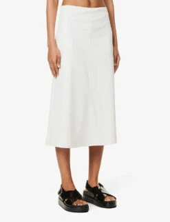 Max Mara Renata Flared-hem Woven Midi Skirt 7 Max Mara Renata Flared-hem Woven Midi Skirt -Reis Clothing Shop R04161465 SILK ALT02
