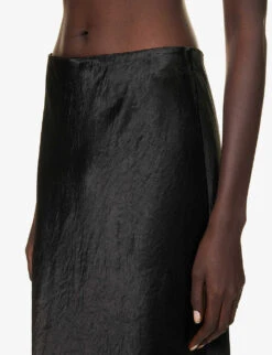 Max Mara Alessio Mid-rise Woven Midi Skirt -Reis Clothing Shop R04161481 BLACK ALT04