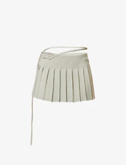 Interwoven Pleated Stretch-rayon Knitted Mini Skirt
