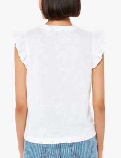 Whistles Frilled-sleeve Cotton-jersey T-shirt 8 Whistles Frilled-sleeve Cotton-jersey T-shirt -Reis Clothing Shop R04164046 WHITE ALT03