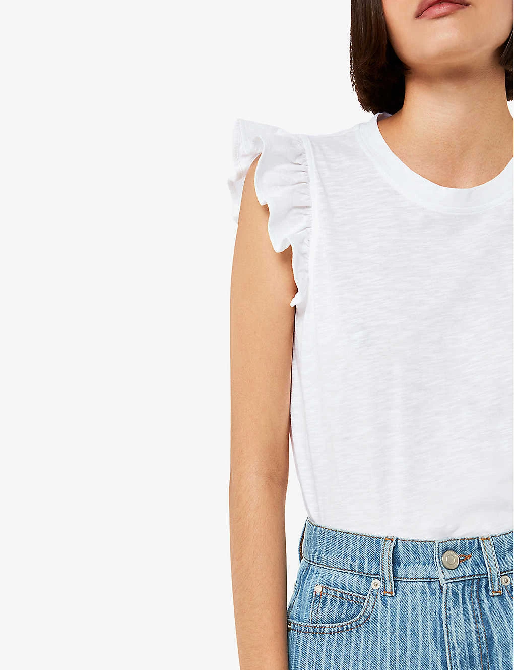 Whistles Frilled-sleeve Cotton-jersey T-shirt 5 Whistles Frilled-sleeve Cotton-jersey T-shirt - Image 5