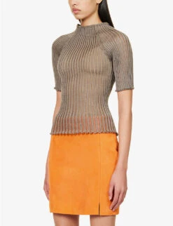 Patricia High-neck Cotton-blend Knitted Top -Reis Clothing Shop R04164351 TAUPE ALT02