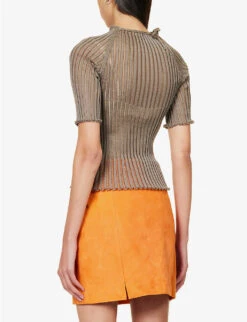 Patricia High-neck Cotton-blend Knitted Top -Reis Clothing Shop R04164351 TAUPE ALT03