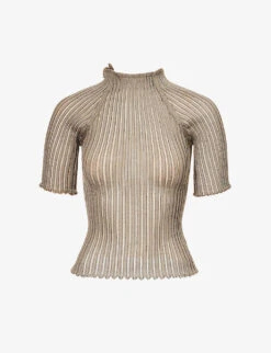 Patricia High-neck Cotton-blend Knitted Top