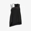 Asymmetric-strap Square-neck Stretch-silk Top