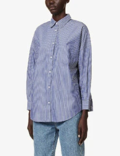 Chiara Relaxed-fit Cotton Shirt -Reis Clothing Shop R04164687 NAVYWHITE ALT02