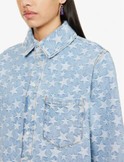 ERL Star-pattern Relaxed-fit Denim Shirt -Reis Clothing Shop R04165355 LIGHTBLUE ALT04