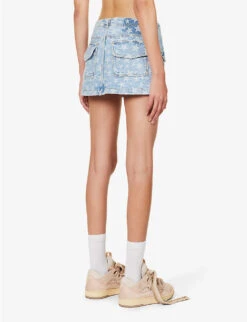 ERL Star-pattern Mid-rise Denim Mini Skirt -Reis Clothing Shop R04165356 LIGHTBLUE ALT03