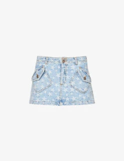 ERL Star-pattern Mid-rise Denim Mini Skirt