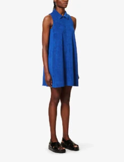ME AND EM A-line Towelling Cotton-blend Mini Dress -Reis Clothing Shop R04165502 ELECTRICBLUE ALT02