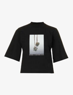 Palm Angels Brand-print Cropped Cotton-jersey T-shirt