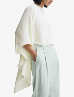 Reiss Liana Cape-sleeve Woven Top -Reis Clothing Shop R04166644 IVORY ALT02