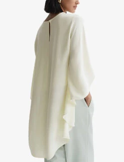 Reiss Liana Cape-sleeve Woven Top -Reis Clothing Shop R04166644 IVORY ALT03