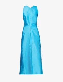 Sleeveless Cut-out Silk Midi Dress