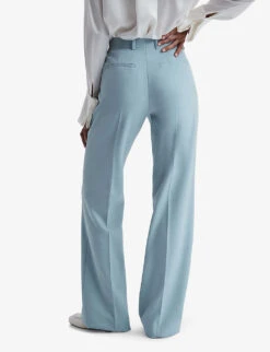 Reiss Clara Wide-leg Mid-rise Wool-blend Trousers -Reis Clothing Shop R04168967 BLUE ALT03