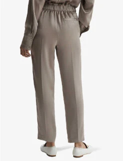 Reiss Elaina Tapered-leg High-rise Satin Trousers -Reis Clothing Shop R04168984 MINK ALT03