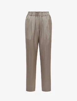 Reiss Elaina Tapered-leg High-rise Satin Trousers