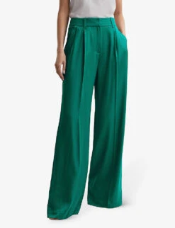 Reiss Rina High-rise Wide-leg Woven Trousers -Reis Clothing Shop R04168990 GREEN ALT02