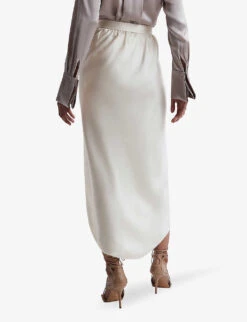 Reiss Tyra Wrap-over Silk Midi Skirt -Reis Clothing Shop R04169001 IVORY ALT03