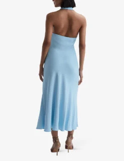 Reiss Amber Halter-neck Woven Midi Dress -Reis Clothing Shop R04169011 BLUE ALT03