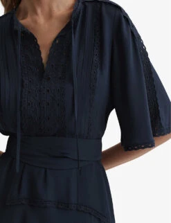 Reiss Felicity Lace-trim Woven Mini Dress -Reis Clothing Shop R04169015 NAVY ALT04