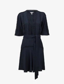 Reiss Felicity Lace-trim Woven Mini Dress