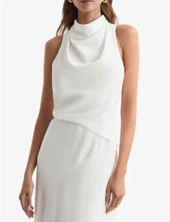 Reiss Giana High-neck Stretch-woven Midi Dress -Reis Clothing Shop R04169048 IVORY ALT02