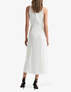 Reiss Giana High-neck Stretch-woven Midi Dress -Reis Clothing Shop R04169048 IVORY ALT03