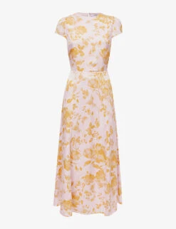 Reiss Livia Floral-print Woven Midi Dress