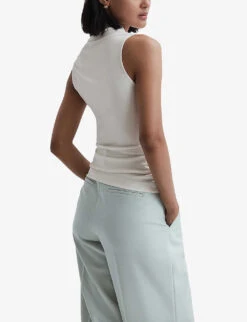 Reiss Eli Stretch-woven Wrap Top -Reis Clothing Shop R04169178 CREAM ALT03