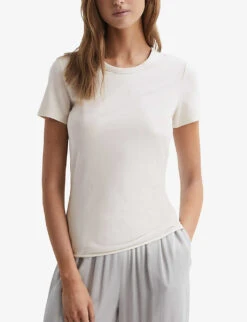 Reiss Sandy Round-neck Cotton T-shirt -Reis Clothing Shop R04169191 IVORY ALT02