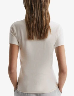 Reiss Sandy Round-neck Cotton T-shirt -Reis Clothing Shop R04169191 IVORY ALT03