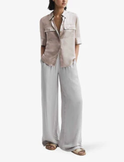 Reiss Aubrey Short-sleeve Silk Shirt -Reis Clothing Shop R04169200 CHAMPAGNE ALT02