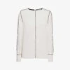 Reiss Estella Contrast-tip Long-sleeve Stretch-woven Blouse