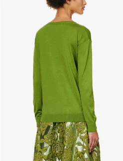 Valentino Maglia V-neck Cashmere And Silk-blend Jumper -Reis Clothing Shop R04169669 CELERYGREEN ALT03