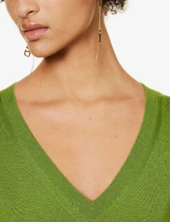 Valentino Maglia V-neck Cashmere And Silk-blend Jumper -Reis Clothing Shop R04169669 CELERYGREEN ALT04