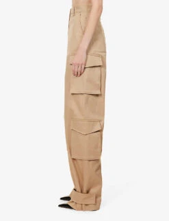Valentino Flap-pocket Straight-leg High-rise Stretch-cotton Trousers -Reis Clothing Shop R04169687 BEIGE ALT02