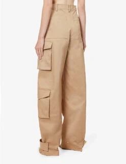 Valentino Flap-pocket Straight-leg High-rise Stretch-cotton Trousers -Reis Clothing Shop R04169687 BEIGE ALT03