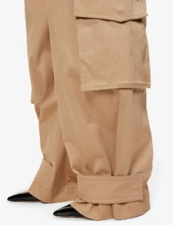 Valentino Flap-pocket Straight-leg High-rise Stretch-cotton Trousers -Reis Clothing Shop R04169687 BEIGE ALT04