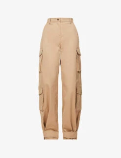 Valentino Flap-pocket Straight-leg High-rise Stretch-cotton Trousers