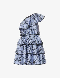 Asymmetric Ruffle-trim Woven Mini Dress