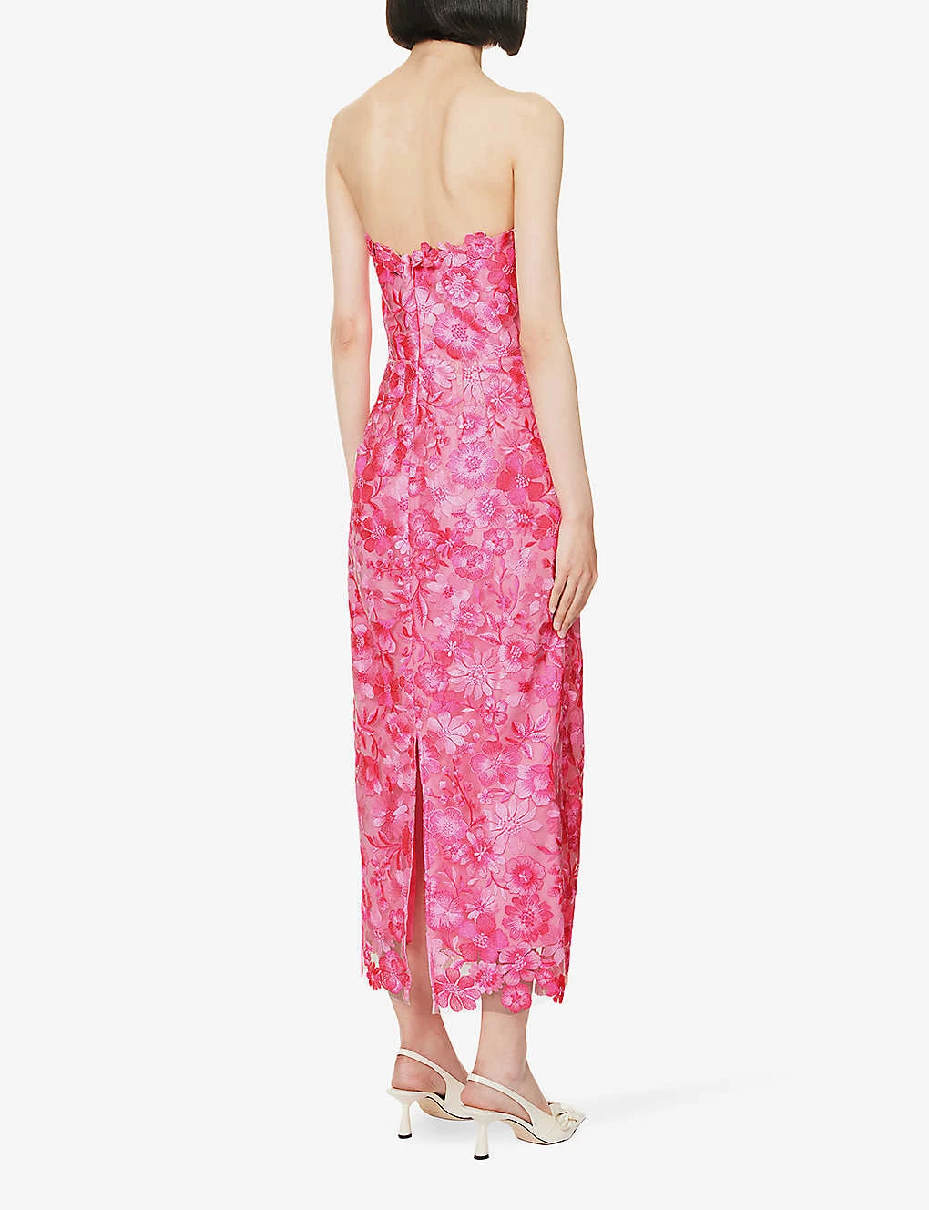 Floral-embroidered Corseted Woven Midi Dress 4 Floral-embroidered Corseted Woven Midi Dress - Image 4