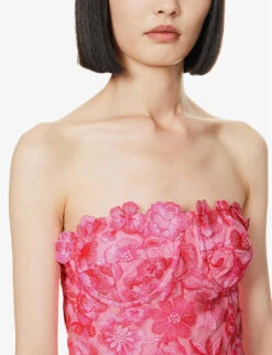 Floral-embroidered Corseted Woven Midi Dress 9 Floral-embroidered Corseted Woven Midi Dress -Reis Clothing Shop R04169920 TAFFY ALT04