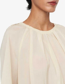 Joseph Blackwell Pleated Relaxed-fit Woven Top 9 Joseph Blackwell Pleated Relaxed-fit Woven Top -Reis Clothing Shop R04169979 ALABASTER ALT04