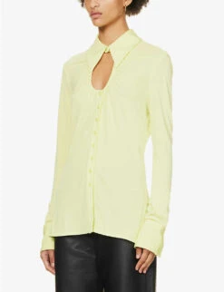 Long-sleeved Cut-out Woven Shirt -Reis Clothing Shop R04170123 LIME ALT02